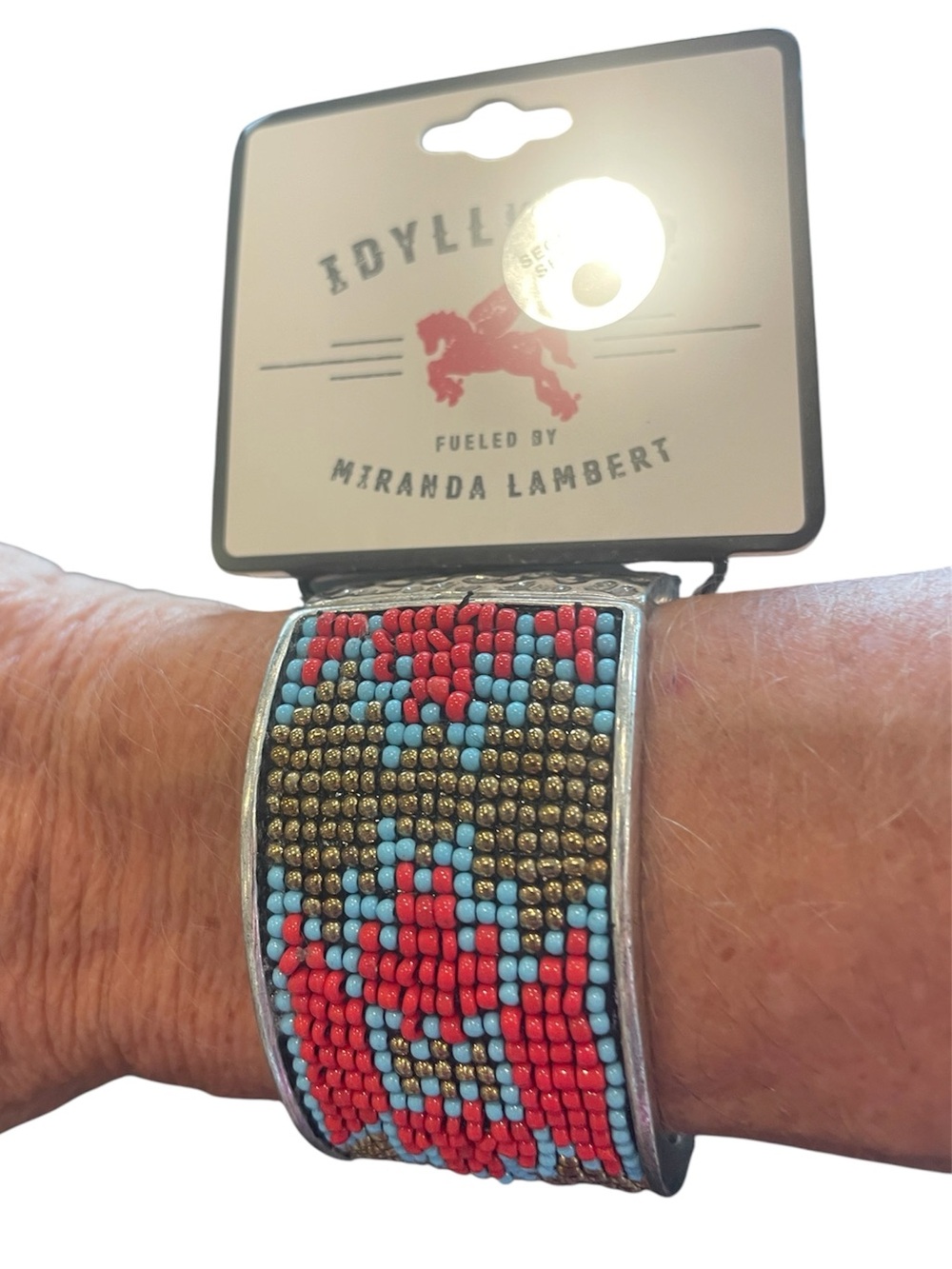 Idyllwind Red Turquoise & Gold Seed Bead Cuff Bracelet